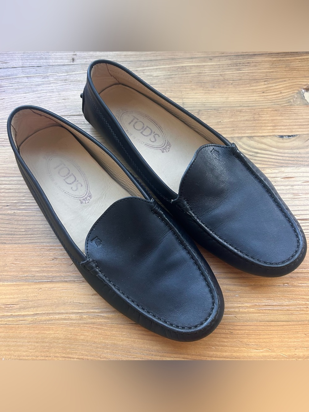 Tod's Black Leather Slip-On Driving Loafers